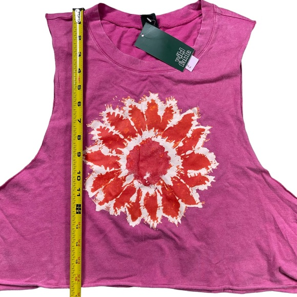 Wild Fable Size Large Bright Pink Floral Side-Tie Cropped Muscle Tank Top NWT - Picture 8 of 9